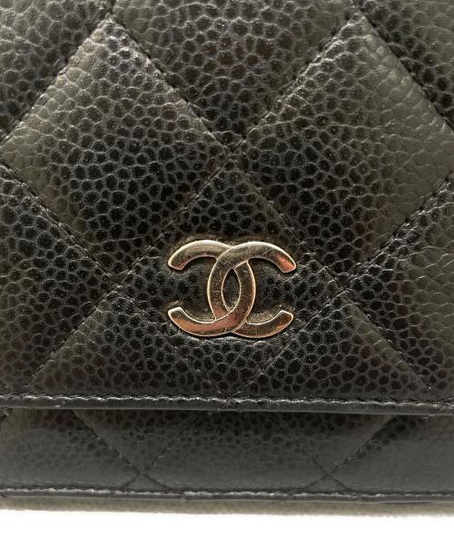 CHANEL（シャネル）CHANEL (シャネル) チェーンショルダーウォレット ブラック×シルバー金具の古着・服飾アイテム