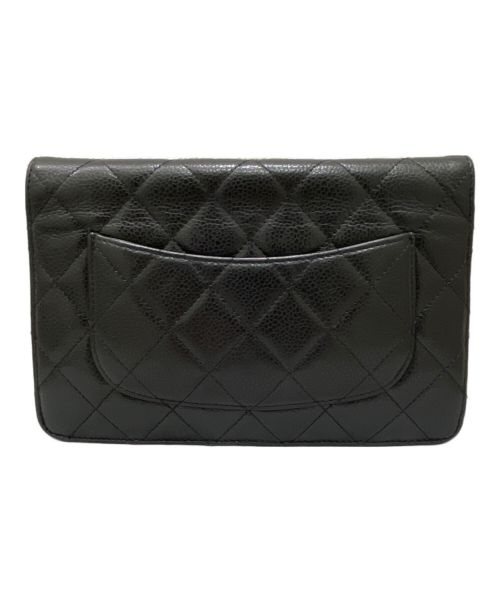 CHANEL（シャネル）CHANEL (シャネル) チェーンショルダーウォレット ブラック×シルバー金具の古着・服飾アイテム