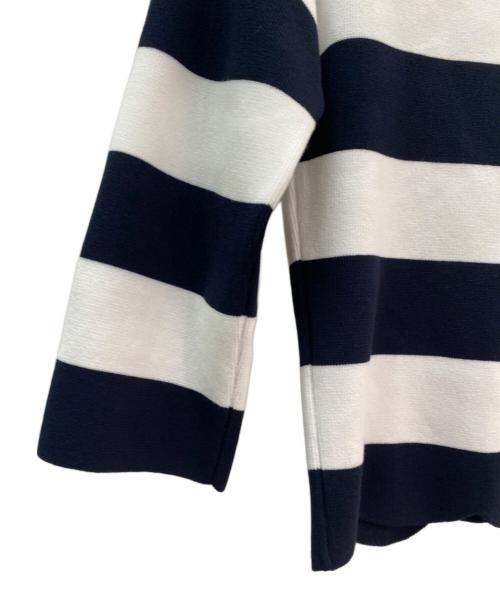 BORDERS at BALCONY（ボーダーズアットバルコニー）BORDERS at BALCONY (ボーダーズアットバルコニー) SCALLOP TOP ホワイト×ネイビー サイズ:36の古着・服飾アイテム