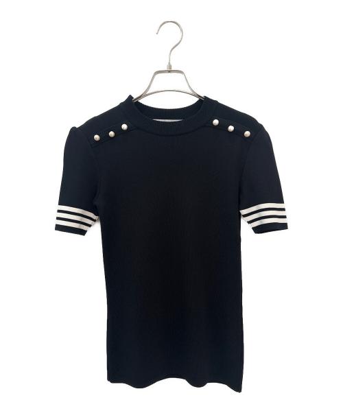 BORDERS at BALCONY（ボーダーズアットバルコニー）BORDERS at BALCONY (ボーダーズアットバルコニー) フェイクパールニット ブラック サイズ:36の古着・服飾アイテム