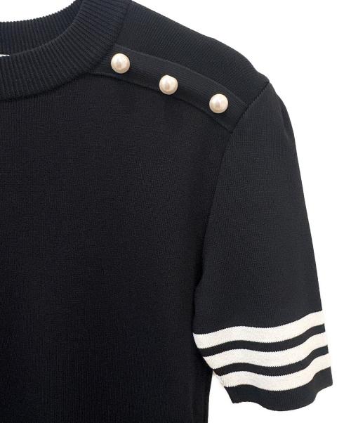 BORDERS at BALCONY（ボーダーズアットバルコニー）BORDERS at BALCONY (ボーダーズアットバルコニー) フェイクパールニット ブラック サイズ:36の古着・服飾アイテム