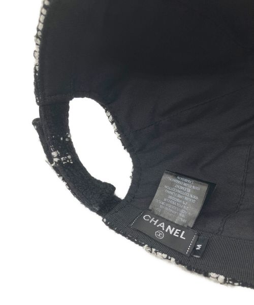 CHANEL（シャネル）CHANEL (シャネル) ココマークツィードキャップ ホワイト×ブラック サイズ:Mの古着・服飾アイテム