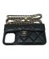 CHANEL (シャネル) iPhone15 Pro MAXケース ブラック×ゴールド金具：120000円