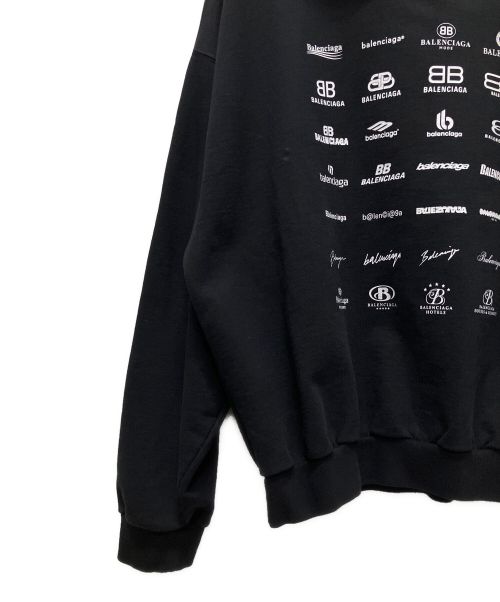 BALENCIAGA（バレンシアガ）BALENCIAGA (バレンシアガ) 22SS　Archives Logos Hoodie Medium Fit/アーカイブロゴプルオーバーパーカー ブラック サイズ:XSの古着・服飾アイテム