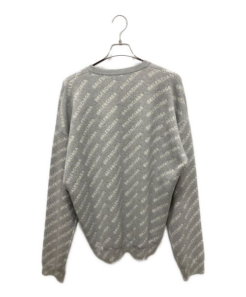 BALENCIAGA（バレンシアガ）BALENCIAGA (バレンシアガ) オールオーバーロゴニット/総ロゴニット グレー×ホワイト サイズ:Mの古着・服飾アイテム