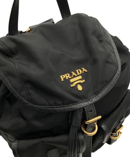 PRADA（プラダ）PRADA (プラダ) レザー切り替えナイロンバックパック ブラックの古着・服飾アイテム