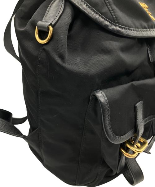 PRADA（プラダ）PRADA (プラダ) レザー切り替えナイロンバックパック ブラックの古着・服飾アイテム