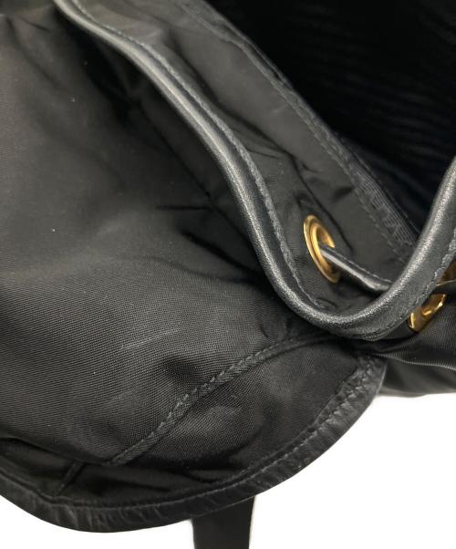 PRADA（プラダ）PRADA (プラダ) レザー切り替えナイロンバックパック ブラックの古着・服飾アイテム