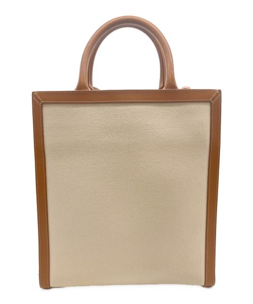 CELINE（セリーヌ）CELINE (セリーヌ) バーティカル カバ CABAS キャンバストート /2WAYハンドバッグ アイボリー×ブラウンの古着・服飾アイテム