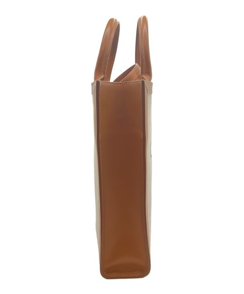 CELINE（セリーヌ）CELINE (セリーヌ) バーティカル カバ CABAS キャンバストート /2WAYハンドバッグ アイボリー×ブラウンの古着・服飾アイテム