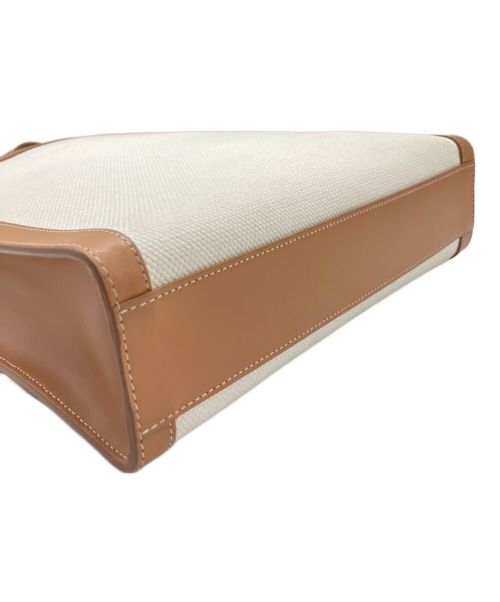 CELINE（セリーヌ）CELINE (セリーヌ) バーティカル カバ CABAS キャンバストート /2WAYハンドバッグ アイボリー×ブラウンの古着・服飾アイテム