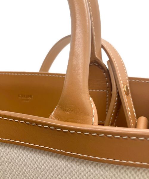 CELINE（セリーヌ）CELINE (セリーヌ) バーティカル カバ CABAS キャンバストート /2WAYハンドバッグ アイボリー×ブラウンの古着・服飾アイテム