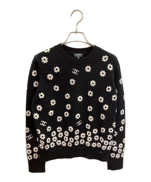 CHANEL（シャネル）CHANEL (シャネル) カシミヤ ココマーク デイジーニット プルオーバー ブラック サイズ:36の古着・服飾アイテム