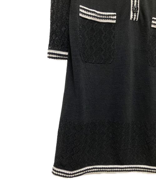 CHANEL（シャネル）CHANEL (シャネル) P60 ココボタン 4ポケット シルクレースドレス ブラック サイズ:38の古着・服飾アイテム