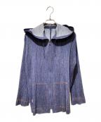 PLEATS PLEASEプリーツプリーズ）の古着「プリーツジップパーカー」｜ブルー