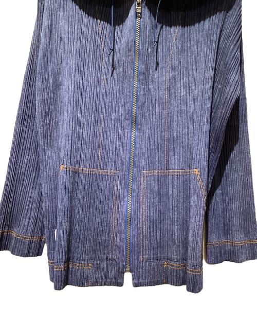 PLEATS PLEASE（プリーツプリーズ）PLEATS PLEASE (プリーツプリーズ) プリーツジップパーカー ブルー サイズ:3の古着・服飾アイテム