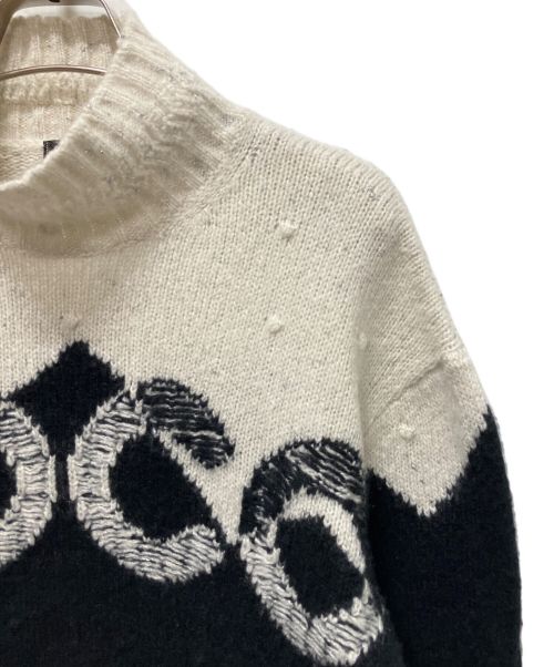 CHANEL（シャネル）CHANEL (シャネル) P70 ココネージュ カシミヤ ノルディック ニット プルオーバー ホワイト×ブラック サイズ:34の古着・服飾アイテム