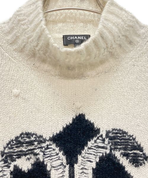 CHANEL（シャネル）CHANEL (シャネル) P70 ココネージュ カシミヤ ノルディック ニット プルオーバー ホワイト×ブラック サイズ:34の古着・服飾アイテム