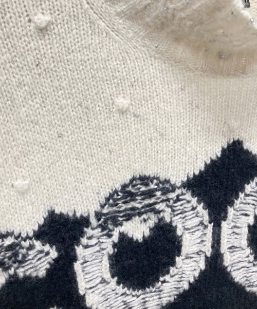 CHANEL（シャネル）CHANEL (シャネル) P70 ココネージュ カシミヤ ノルディック ニット プルオーバー ホワイト×ブラック サイズ:34の古着・服飾アイテム