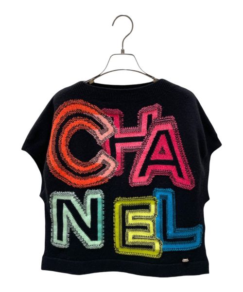 CHANEL（シャネル）CHANEL (シャネル) カシミヤ混 ロゴ ニット ベスト ブラック サイズ:34の古着・服飾アイテム