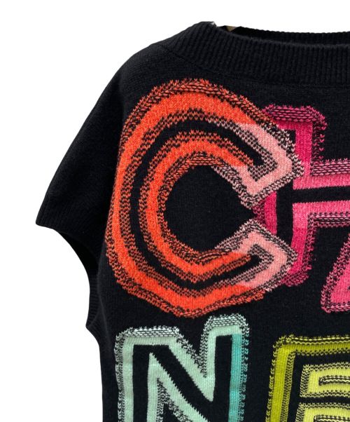 CHANEL（シャネル）CHANEL (シャネル) カシミヤ混 ロゴ ニット ベスト ブラック サイズ:34の古着・服飾アイテム