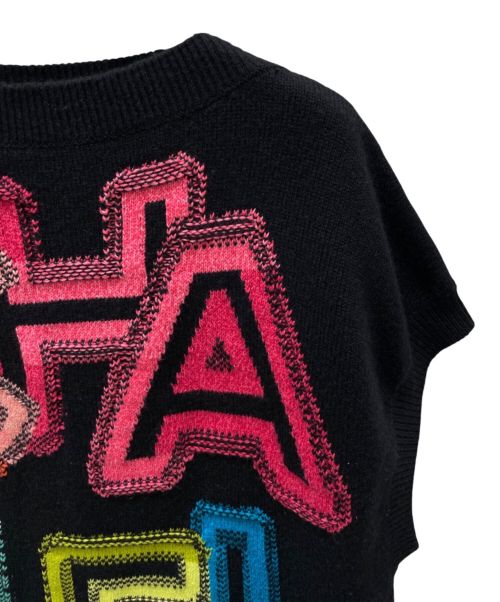 CHANEL（シャネル）CHANEL (シャネル) カシミヤ混 ロゴ ニット ベスト ブラック サイズ:34の古着・服飾アイテム