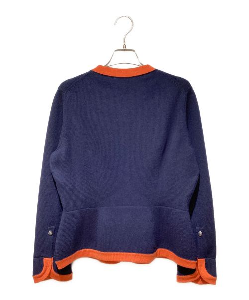 CHANEL（シャネル）CHANEL (シャネル) アンカーボタンカシミヤカーディガン ネイビー×オレンジ サイズ:38の古着・服飾アイテム