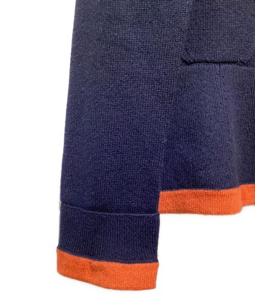CHANEL（シャネル）CHANEL (シャネル) アンカーボタンカシミヤカーディガン ネイビー×オレンジ サイズ:38の古着・服飾アイテム