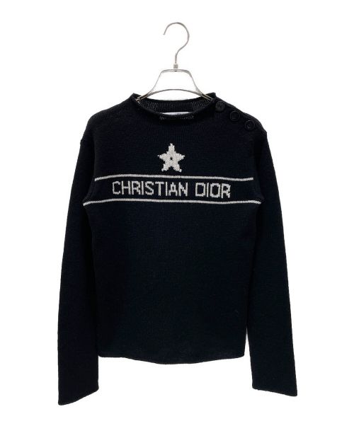 Christian Dior（クリスチャン ディオール）Christian Dior (クリスチャン ディオール) カシミヤロゴニット ブラック サイズ:38の古着・服飾アイテム