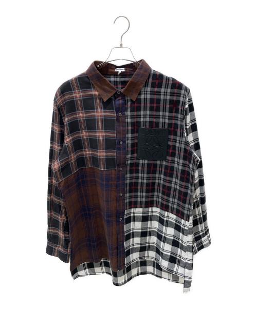 LOEWE（ロエベ）LOEWE (ロエベ) アナグラムレザーパッチワークシャツ サイズ:42の古着・服飾アイテム