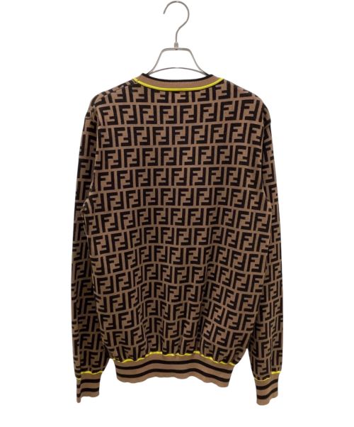 FENDI（フェンディ）FENDI (フェンディ) ズッカ柄 クルーネック ニット ブラウン サイズ:46の古着・服飾アイテム