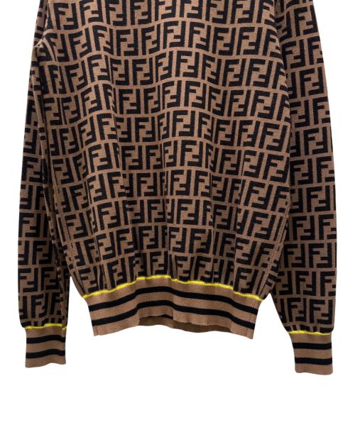 FENDI（フェンディ）FENDI (フェンディ) ズッカ柄 クルーネック ニット ブラウン サイズ:46の古着・服飾アイテム