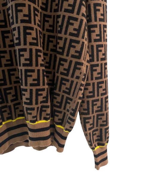 FENDI（フェンディ）FENDI (フェンディ) ズッカ柄 クルーネック ニット ブラウン サイズ:46の古着・服飾アイテム