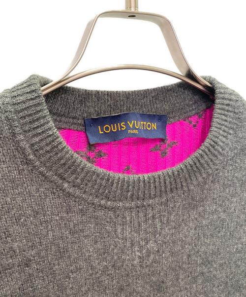 LOUIS VUITTON（ルイ ヴィトン）LOUIS VUITTON (ルイ ヴィトン) モノグラムデザイン カシミヤニット グレー サイズ:SIZE Sの古着・服飾アイテム