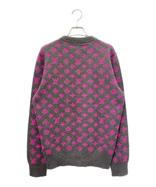 LOUIS VUITTON（ルイ ヴィトン）LOUIS VUITTON (ルイ ヴィトン) モノグラムデザイン カシミヤニット グレー サイズ:SIZE Sの古着・服飾アイテム