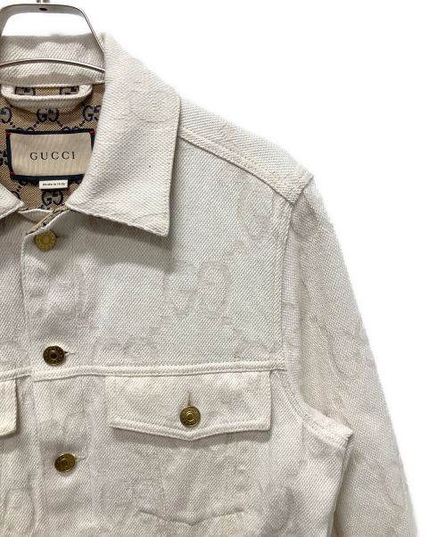 GUCCI（グッチ）GUCCI (グッチ) マキシGGジャガードジャケット アイボリー×ベージュ サイズ:44の古着・服飾アイテム