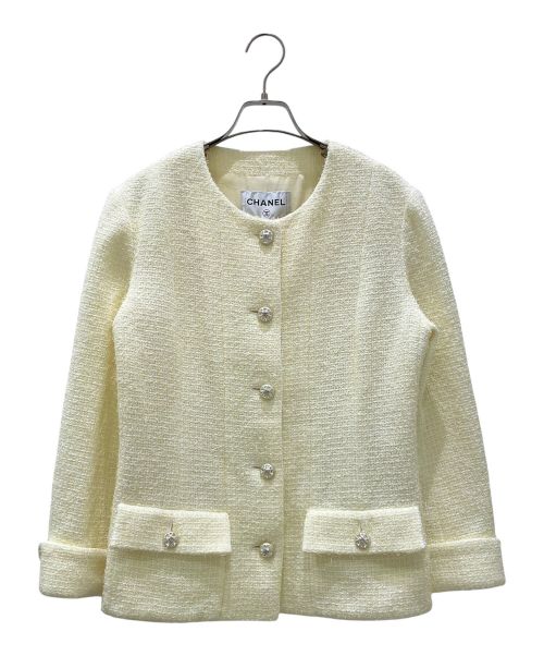 CHANEL（シャネル）CHANEL (シャネル) ツイードジャケット イエロー サイズ:42の古着・服飾アイテム