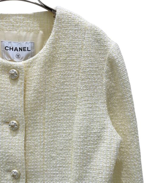 CHANEL（シャネル）CHANEL (シャネル) ツイードジャケット イエロー サイズ:42の古着・服飾アイテム
