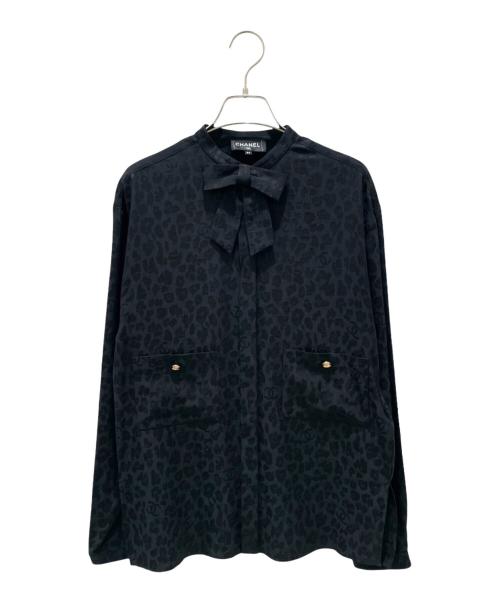 CHANEL（シャネル）CHANEL (シャネル) レオパード ココマーク シルク ブラウス  ブラック サイズ:34の古着・服飾アイテム