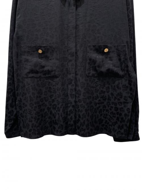 CHANEL（シャネル）CHANEL (シャネル) レオパード ココマーク シルク ブラウス  ブラック サイズ:34の古着・服飾アイテム