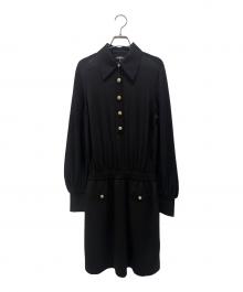 CHANEL（シャネル）の古着「P65 ココボタンラメニットワンピース」｜ブラック
