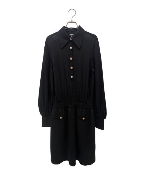 CHANEL（シャネル）CHANEL (シャネル) P65 ココボタンラメニットワンピース ブラック サイズ:36の古着・服飾アイテム