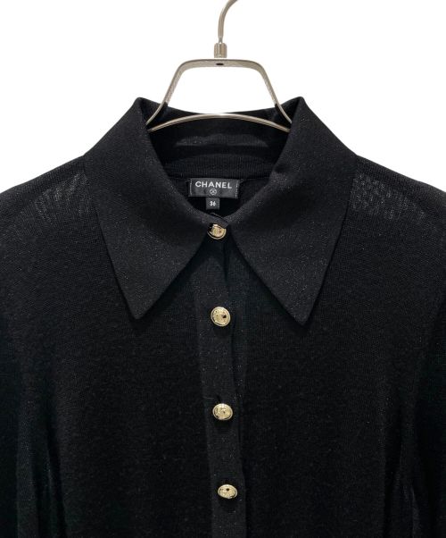 CHANEL（シャネル）CHANEL (シャネル) ココボタン ラメニット ワンピース ブラック サイズ:36の古着・服飾アイテム