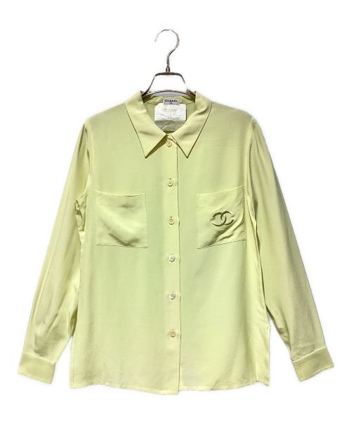 CHANEL（シャネル）CHANEL (シャネル) ココマークシルクシャツ イエロー サイズ:36の古着・服飾アイテム
