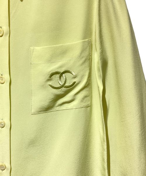 CHANEL（シャネル）CHANEL (シャネル) ココマークシルクシャツ イエロー サイズ:36の古着・服飾アイテム