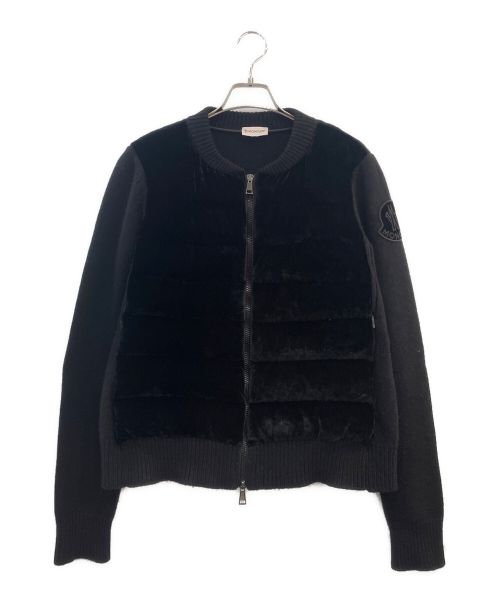 MONCLER（モンクレール）MONCLER (モンクレール) ニット切替ベロアダウンジャケット ブラック サイズ:Sの古着・服飾アイテム