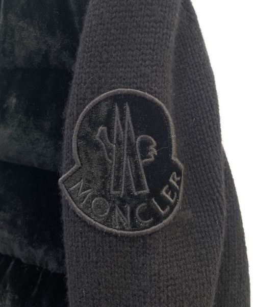 MONCLER（モンクレール）MONCLER (モンクレール) ニット切替ベロアダウンジャケット ブラック サイズ:Sの古着・服飾アイテム