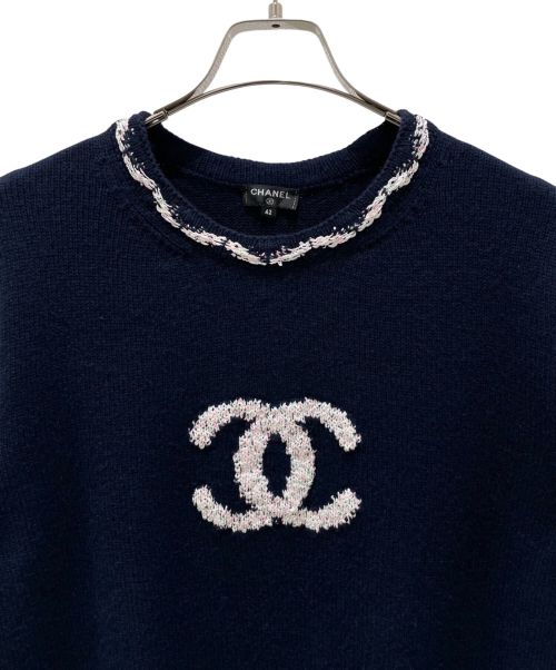 CHANEL（シャネル）CHANEL (シャネル) ココマーク カシミヤ プルオーバーニット ネイビー サイズ:42の古着・服飾アイテム