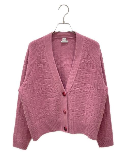 HERMES（エルメス）HERMES (エルメス) 《H》ロゴジャガードカーディガン ピンク サイズ:36の古着・服飾アイテム