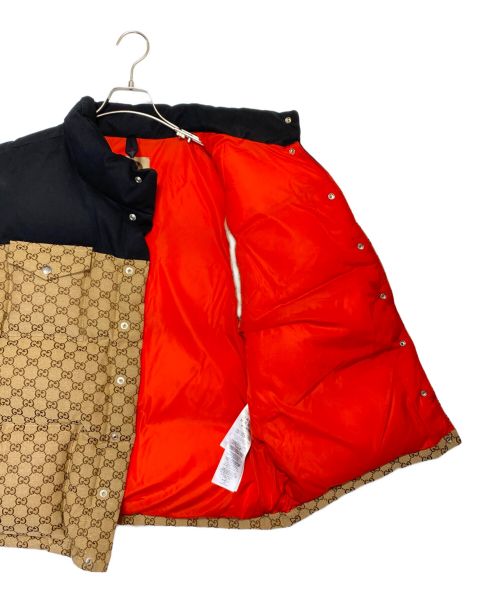 GUCCI（グッチ）GUCCI (グッチ) THE NORTH FACE (ザ ノース フェイス) GGダウンベスト ブラウン サイズ:Mの古着・服飾アイテム